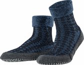 FALKE Cosyshoe huissokken - licht- met donkerblauw pied de poule geruit -  Maat: 45-46