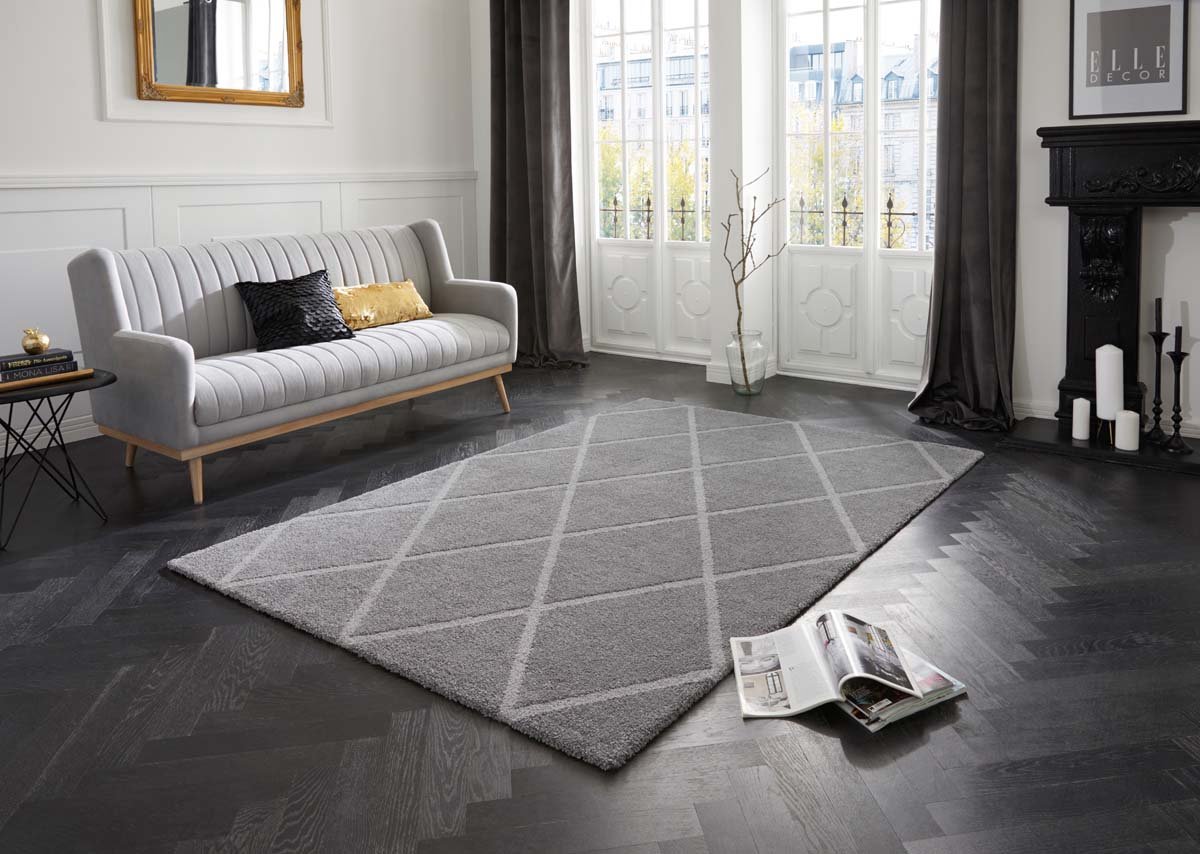 Design vloerkleed Lunel Elle Decoration - grijs/zilver 120x170 cm