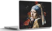 Laptop sticker - 12.3 inch - Meisje met de parel - Vermeer - Bloemen