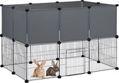 Relaxdays konijnenren binnen - 20 delen - puppyren - ren knaagdieren - omheining - groot