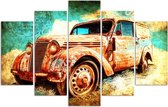 Trend24 - Canvas Schilderij - Rusty Car - Vijfluik - Hobby - 150x100x2 cm - Bruin