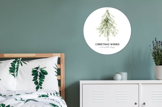 Papier Peint Cercle - Hiver - Arbre - Gui - 50x50 cm - Cercle Mural - Auto-Adhésif - Autocollant Rond Papier Peint