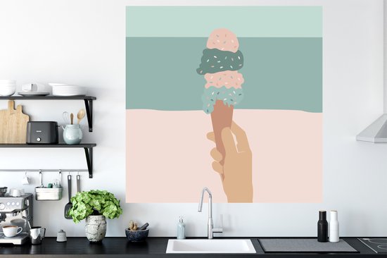 Stickers muraux - Été - Glace - Blauw - 120x120 cm - Feuille adhésive XXL