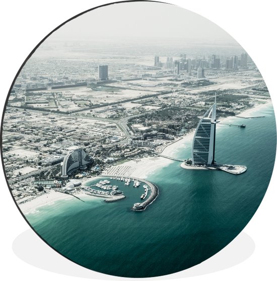 WallCircle - Wandcirkel - Muurcirkel - Dubai - Skyline - Strand - Aluminium - Dibond - ⌀ 30 cm - Binnen en Buiten