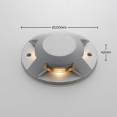 Lucande - LED buitenlamp - 1licht - drukgegoten aluminium, polycarbonaat - H: 4.2 cm - zilver (RAL 9006) - Inclusief lichtbron