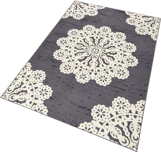 Tapis moderne Dentelle - gris / crème 80x150 cm