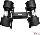 N-Mass Pro-Flex Power Set - Verstelbare Dumbbell Set Inclusief Power Rack - 2 t/m 32 kg - Fitness gewichten van hoogwaardig gietijzer - Nr. 1 in NL