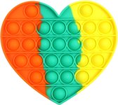 Pop it van By Qubix Pop it fidget toy - Hartje - Multicolor Oranje, Groen, Geel - fidget toy van hoge kwaliteit!
