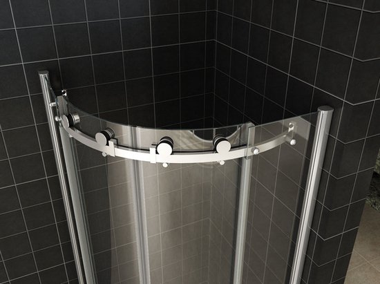 Cabine de douche Bally Bold Double porte coulissante quart de rond avec profil Chrome 90x90x200cm Verre de sécurité anti-calcaire 8mm avec revêtement NANO