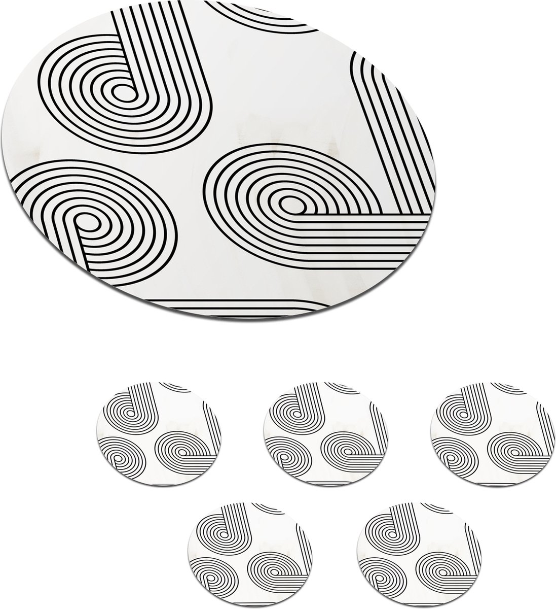 Onderzetters voor glazen - Rond - Kunst - Abstract - Cirkel - 10x10 cm - Glasonderzetters - 6 stuks
