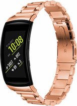 Stalen Smartwatch bandje - Geschikt voor  Samsung Gear Fit 2 / Gear Fit 2 Pro stalen band - rosé goud - Strap-it Horlogeband / Polsband / Armband