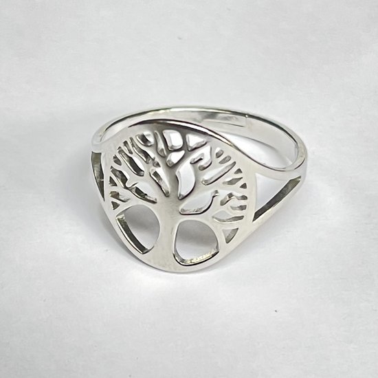 Wellness-House | RVS Ring Tree of Life Verzilverd | Levensboom Ring | Tree Of Life Ring | RVS | In Maat Verstelbaar | Unisex | Wijsheid | Bescherming | Cadeautje | Zen