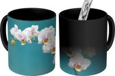 Magische Mok - Foto op Warmte Mokken - Koffiemok - Orchidee - Bloemen - Plant - Wit - Paars - Magic Mok - Beker - 350 ML - Theemok