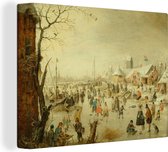 Canvas Schilderij Winter landschap - schilderij van Hendrick Avercamp - 80x60 cm - Wanddecoratie