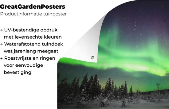 Posters de jardin extérieur Les aurores boréales au-dessus d'un paysage scandinave - 90x60 cm - Toile jardin - Affiche extérieure
