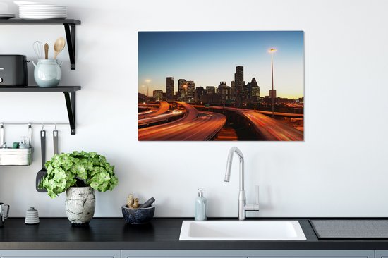 Tableau sur toile Soirée - Houston - Highway - 90x60 cm - Décoration murale