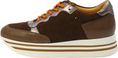 KUNOKA Stripy Chocolate - Sneakers Dames - maat 39 - Bruin Wit Zilver Oranje