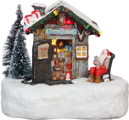 Luville Kerstdorp Miniatuur Santa's Shop - L16,5 x B12 x H13,5 cm