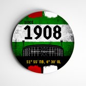 IDecorate - Schilderij - Feyenoord De Kuip Voetbal - Zwart, Wit, Groen En Rood - 90 X 90 Cm