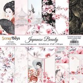 ScrapBoys Japanese Beauty paperpad 12 vl+cut out elements-DZ JABE-10 190gr 20,3x20,3cm