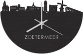 Skyline Klok Zoetermeer Zwart hout - Ø 40 cm - Woondecoratie - Wand decoratie woonkamer - WoodWideCities