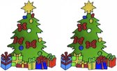2x stuks kerst raamstickers kerstboom plaatjes 30 cm - Raamdecoratie kerst - Kinder kerststickers