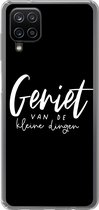 Geschikt voor Samsung Galaxy A12 hoesje - Spreuken - Geniet van de kleine dingen - Quotes - Leven - Siliconen Telefoonhoesje