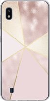 Geschikt voor Samsung Galaxy A10 hoesje - Marmer print - Roze - Goud - Chic - Siliconen Telefoonhoesje