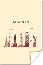 Poster New York - Vrijheidsbeeld - Skyline - 20x30 cm