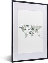 Affiche avec cadre Carte du Wereldkaart - Aquarelle - Aventure - 40x60 cm