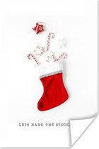 Poster Winter - Kerstsok - Snoep - 20x30 cm - Kerstmis Decoratie - Kerstversiering - Kerstdecoratie Woonkamer - Kerstversiering - Kerstdecoratie voor binnen - Kerstmis