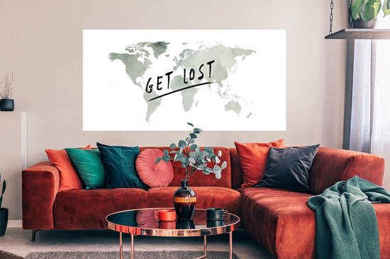 Cartes du monde du Wereldkaart - Carte du monde - Peinture à l'aquarelle - Dire - 160x80 cm