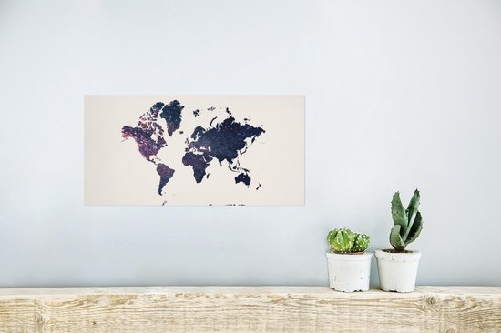Carte du Wereldkaart murale - Carte du Wereldkaart - Etoiles - Espace - 40x20 cm - Affiche