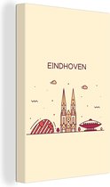 Canvas Schilderij Nederland - Skyline - Eindhoven - 20x30 cm - Wanddecoratie