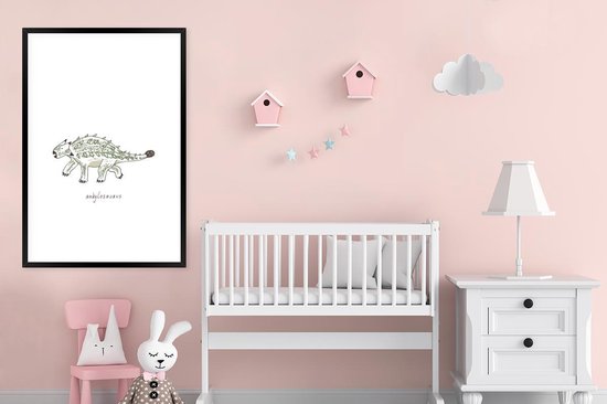 Cadre photo avec affiche - Chambre d'enfant - Dinosaurus - Ankylosaure - Garçons - Filles - Enfants - 80x120 cm - Cadre pour affiche