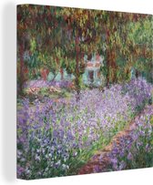 Canvas Schilderij Irissen in Monets tuin - Claude Monet - 90x90 cm - Wanddecoratie