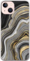 iPhone 13 hoesje siliconen - Marble agate - Soft Case Telefoonhoesje - Print / Illustratie - Transparant, Goud