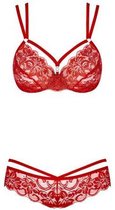 2-Delige Kanten BH Set - Rood