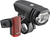 AXA LED Verlichtingsset V+A Greenline Fietsverlichting - USB Oplaadbaar - 50 Lux - Zwart