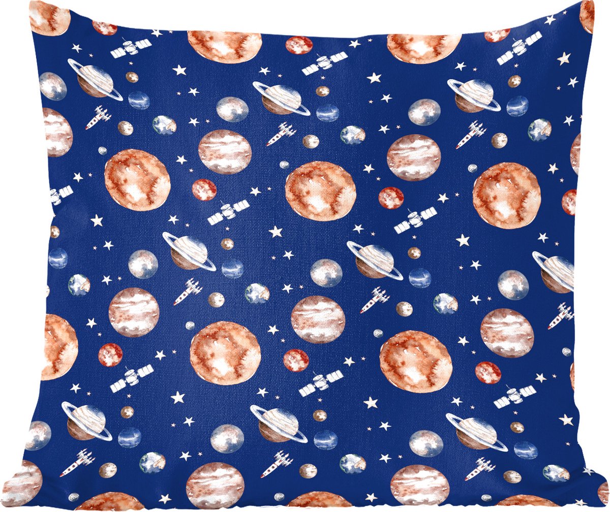 Sierkussens - Kussentjes Woonkamer - 45x45 cm - Ruimte - Planeten - Patroon - Kids - Kinderen - Jongens - Kindje