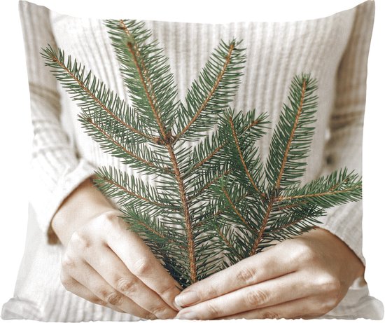 Sierkussens - Kussentjes Woonkamer - 60x60 cm - Vrouw - Trui - Takken - Kerstversiering - Kerstdecoratie voor binnen - Woonkamer