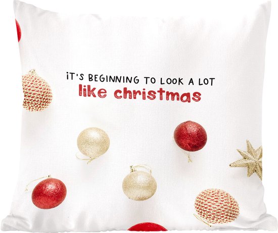 Sierkussens - Kussentjes Woonkamer - 40x40 cm - Kerst - Quote - Kerstballen - Kerstversiering - Kerstdecoratie voor binnen - Woonkamer