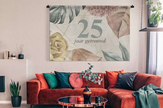 Tenture murale - Tissu mural - Mariage - 25 ans de mariage - Proverbes - Citations - 180x120 cm - Tapisserie murale