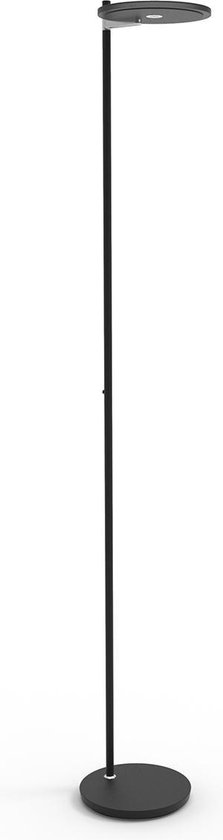 Lampadaire Steinhauer Turound - uplight - 200 cm de haut - avec LED - variateur - noir avec verre noir