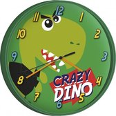 wandklok Crazy Dino junior 25 cm groen