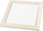 onderzetter 18,5 x 18,5 cm porselein/hout wit/blank