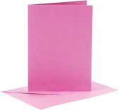 kaarten met enveloppen 10,5 x 15 cm 6 stuks roze