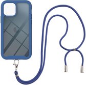 Apple iPhone 13 Hoesje met Koord Back Cover Keycord Blauw