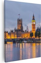 Artaza - Canvas Schilderij - London Big Ben en Westminster Brug - 80x100 - Groot - Foto Op Canvas - Canvas Print