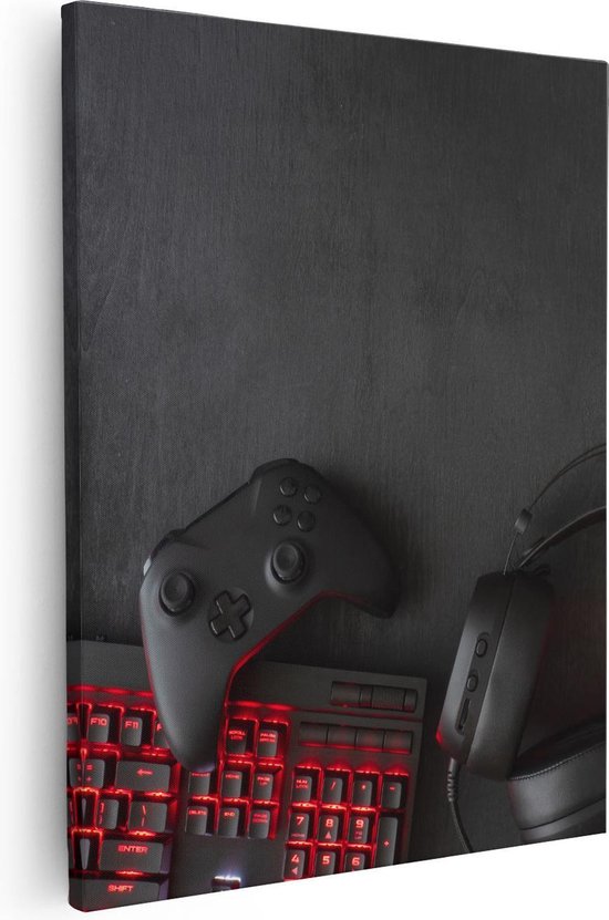 Artaza - Peinture sur Toile - Gaming Stuff - Accessoires de vêtements pour bébé - Manette - 80x100 - Groot - Photo sur Toile - Impression sur Toile